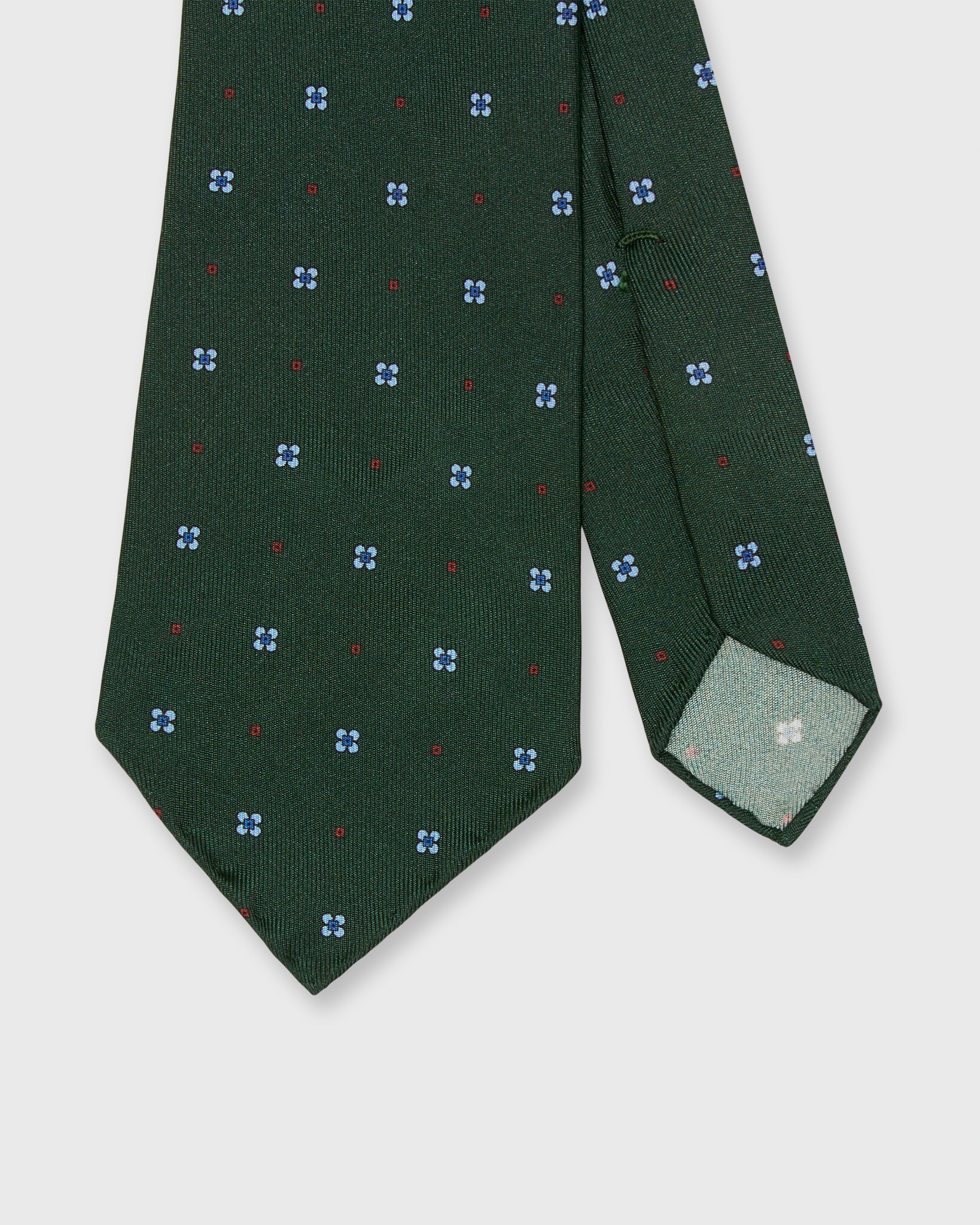 Silk Print Tie in Forest/Sky Flower