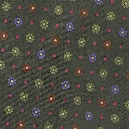 Silk Print Tie in Forest/Peri/Brown Flower