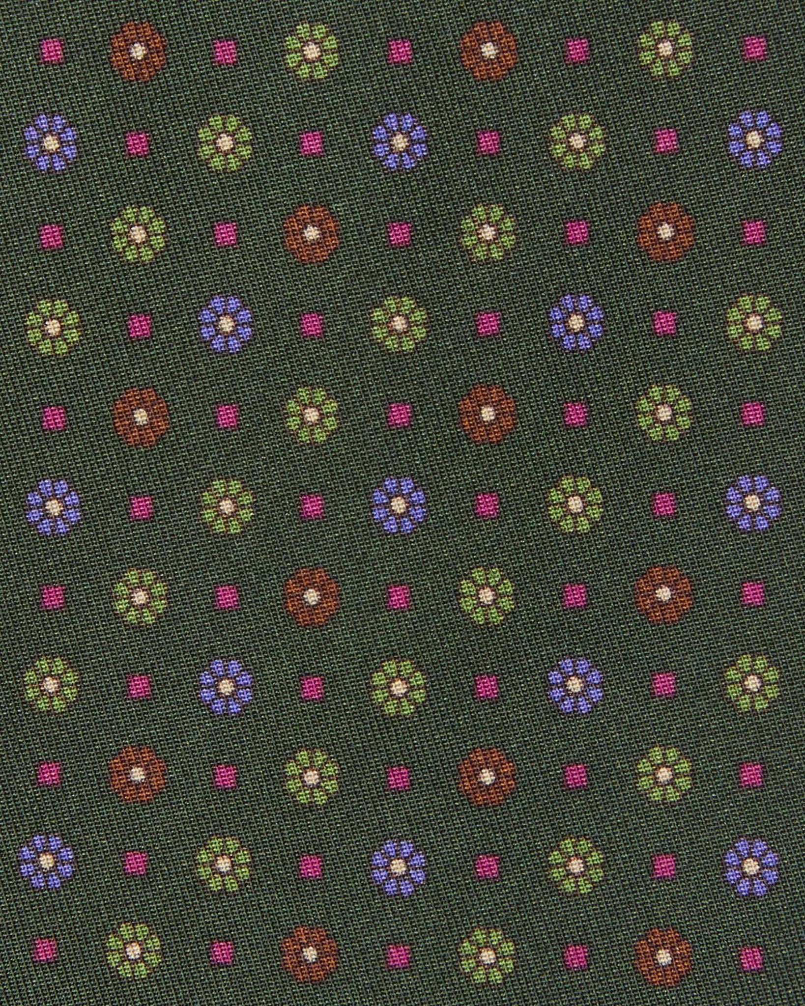 Silk Print Tie in Forest/Peri/Brown Flower