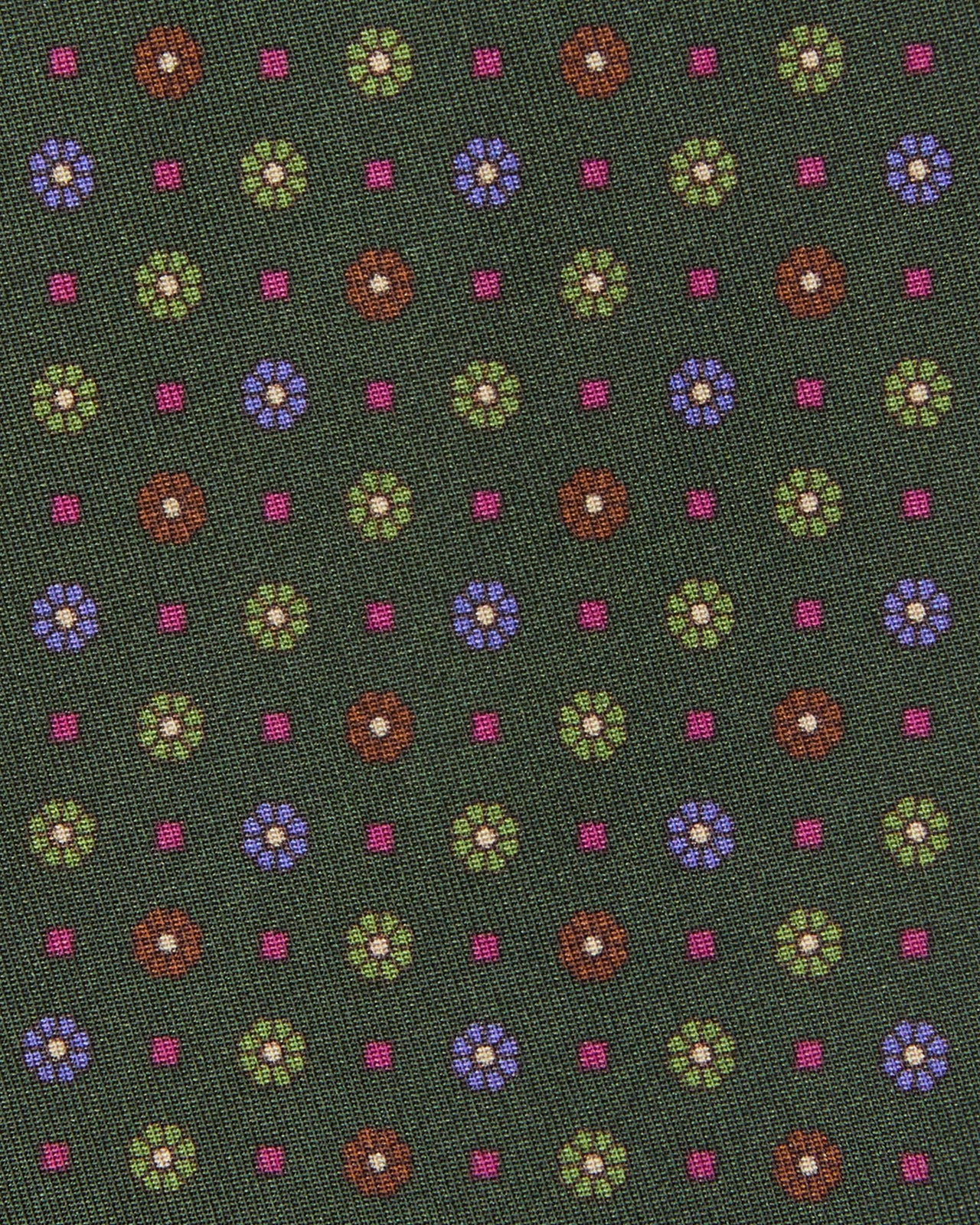 Silk Print Tie in Forest/Peri/Brown Flower