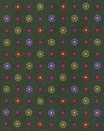 Load image into Gallery viewer, Silk Print Tie in Forest/Peri/Brown Flower
