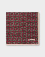 Load image into Gallery viewer, Wool/Silk Pocket Square in Red/Olive/Bone Paisley
