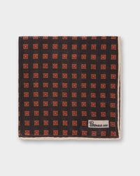 Wool/Silk Pocket Square in Brown/Orange/Scotch Square