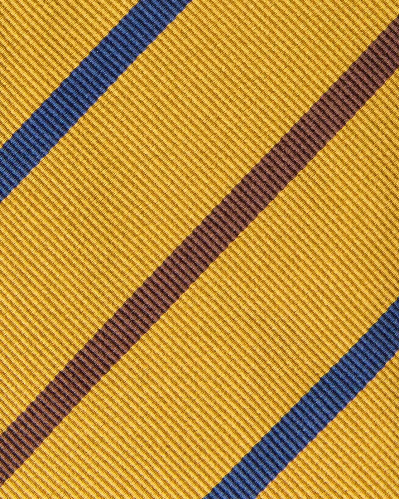 Silk Woven Tie in Gold/Blue/Brown Stripe