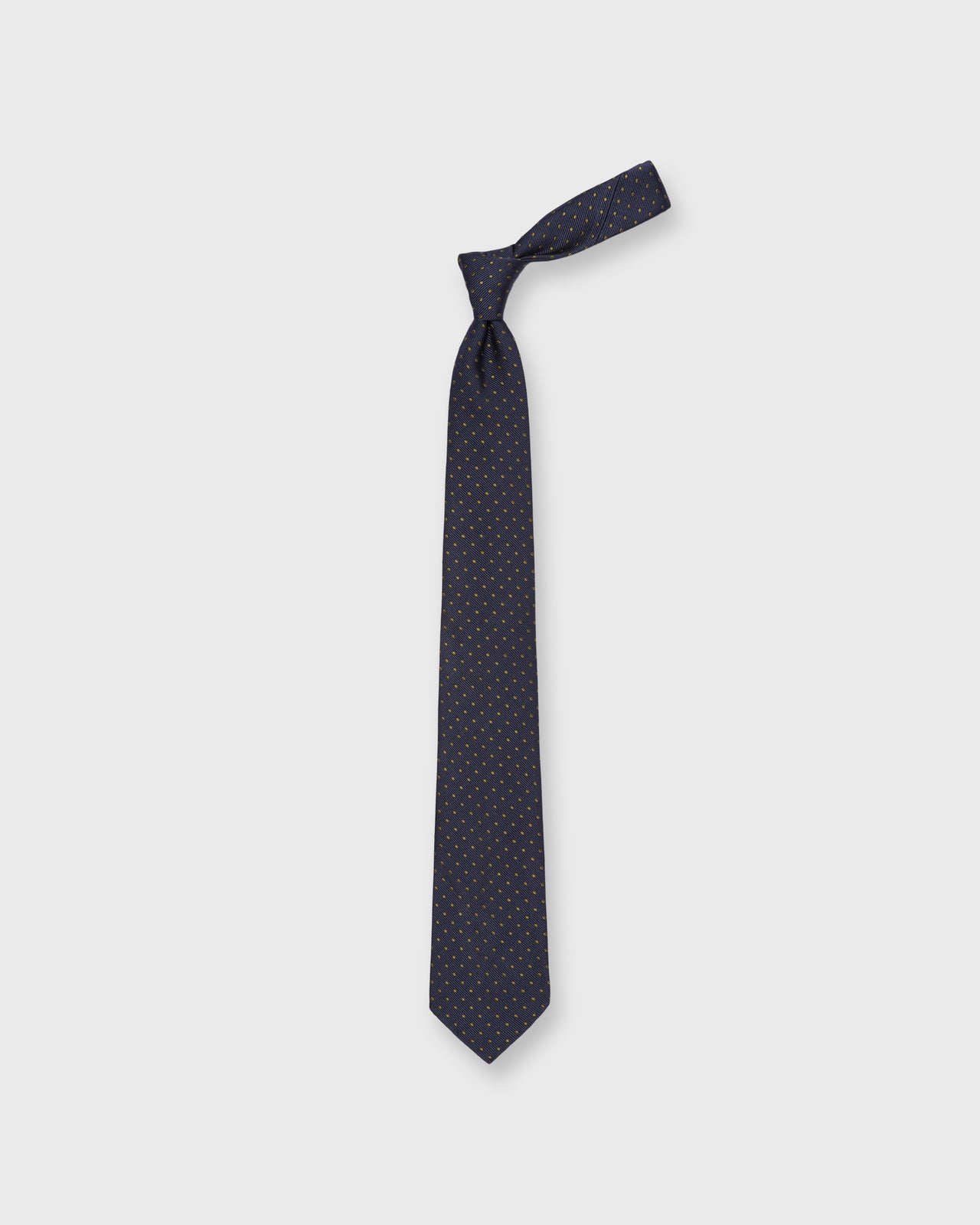 Silk Woven Tie in Navy/Moss Dot