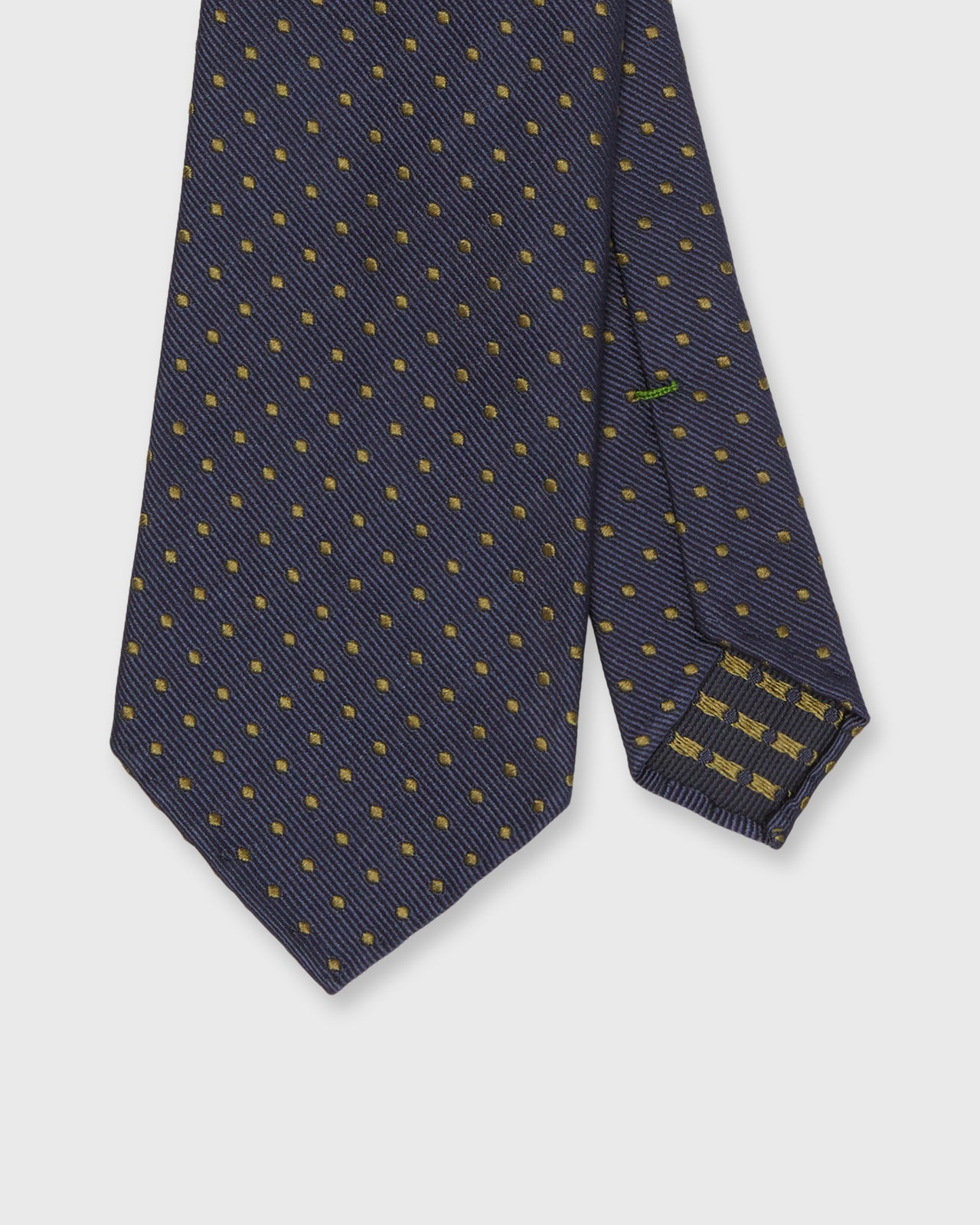 Silk Woven Tie in Navy/Moss Dot