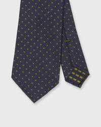 Silk Woven Tie in Navy/Moss Dot