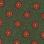 Silk Print Tie in Green/Red/Yellow Foulard