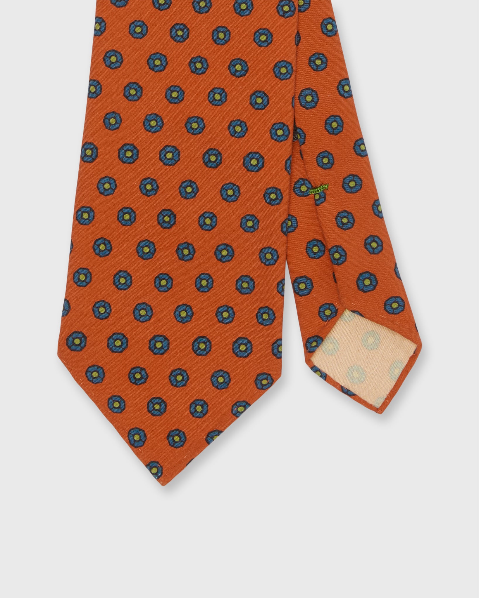 Silk Print Tie in Orange/Blue/Avocado Circle