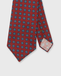 Wool Print Tie in Brick/Blue/Sky Flower