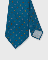 Wool Print Tie in Blue/Sky/Yellow Foulard