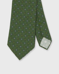 Silk Print Tie in Green/Spruce Foulard