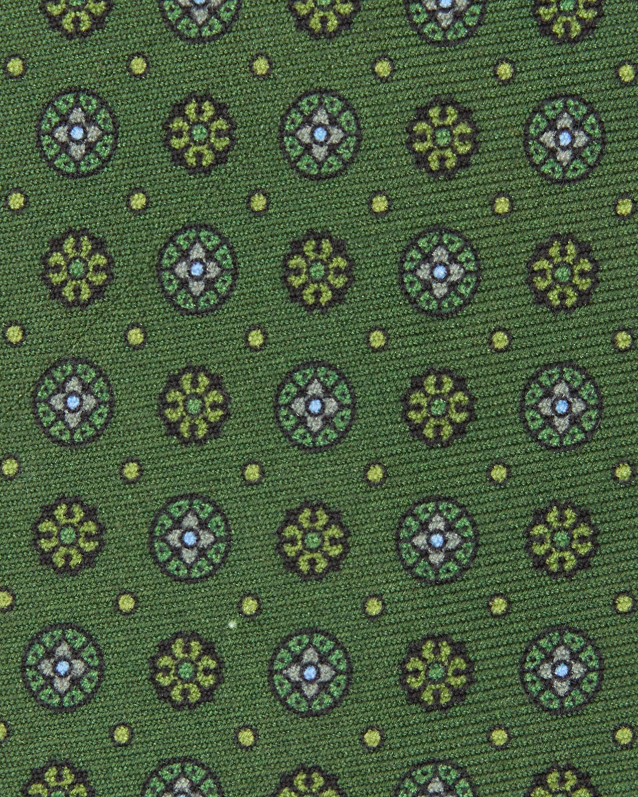 Silk Print Tie in Green/Spruce Foulard