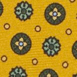 Silk Print Tie in Gold/Green Foulard