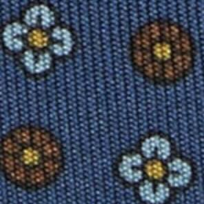 Silk Print Tie in Navy/Brown/Sky Flower