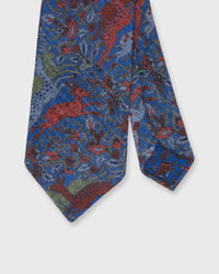 Wool Print Tie in Blue Antelope Scene