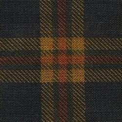 Wool/Silk Pocket Square in Midnight/Gold/Orange Plaid