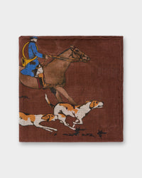 Wool/Silk Pocket Square in Brown Foxhunt