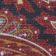 Wool/Silk Pocket Square in Navy/Rust/Camel Paisley