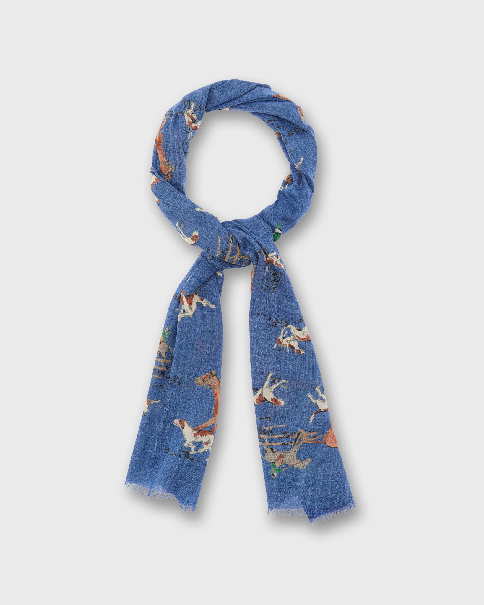 Wool/Cashmere Print Scarf in Blue Foxhunt | Shop Sid Mashburn