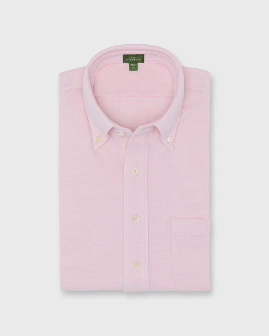 Knit Button-Down Popover in Pink Oxford Pima Pique