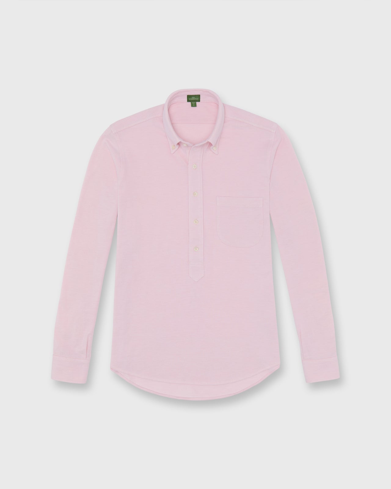 Knit Button-Down Popover in Pink Oxford Pima Pique