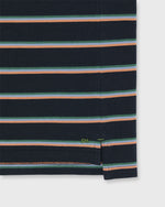Load image into Gallery viewer, Short-Sleeved Polo in Navy/Peach/Green Stripe Pima Pique
