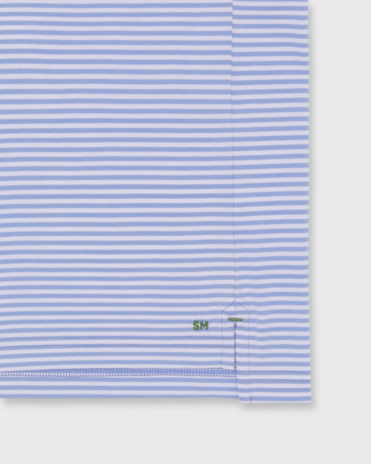Short-Sleeved Polo in Light Blue/White Stripe Pima Jersey