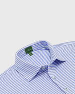 Load image into Gallery viewer, Short-Sleeved Polo in Light Blue/White Stripe Pima Jersey
