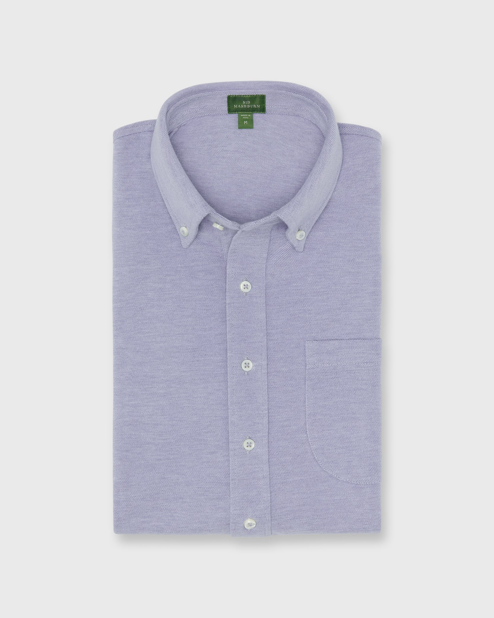 Short-Sleeved Knit Button-Down Popover in Twilight Oxford Pima