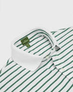 Load image into Gallery viewer, Court Polo in White/Heather Green Stripe Pima Pique
