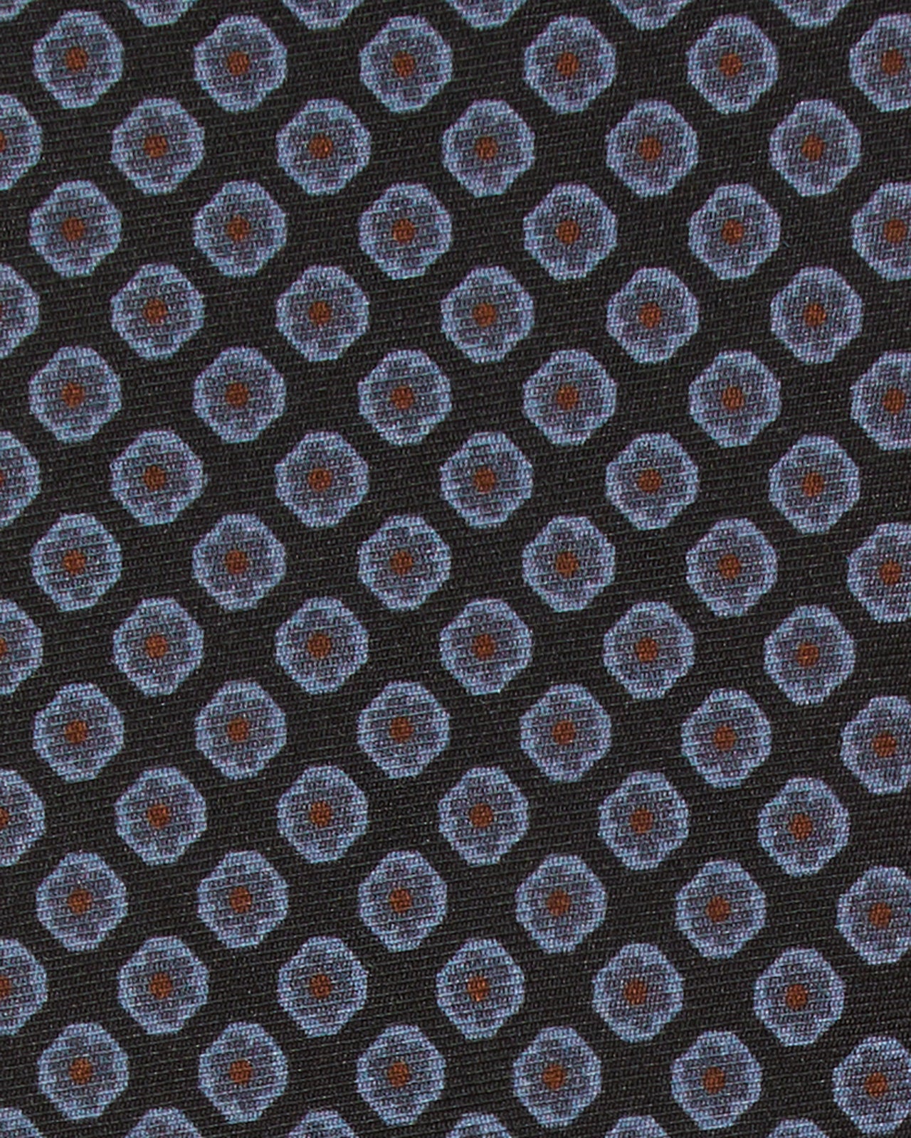 Silk Print Tie in Navy/Char Blue/Sky Foulard