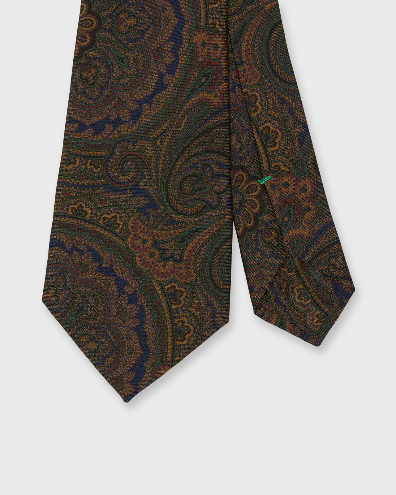 Silk Print Tie in Blue/Orange/Green Large Paisley