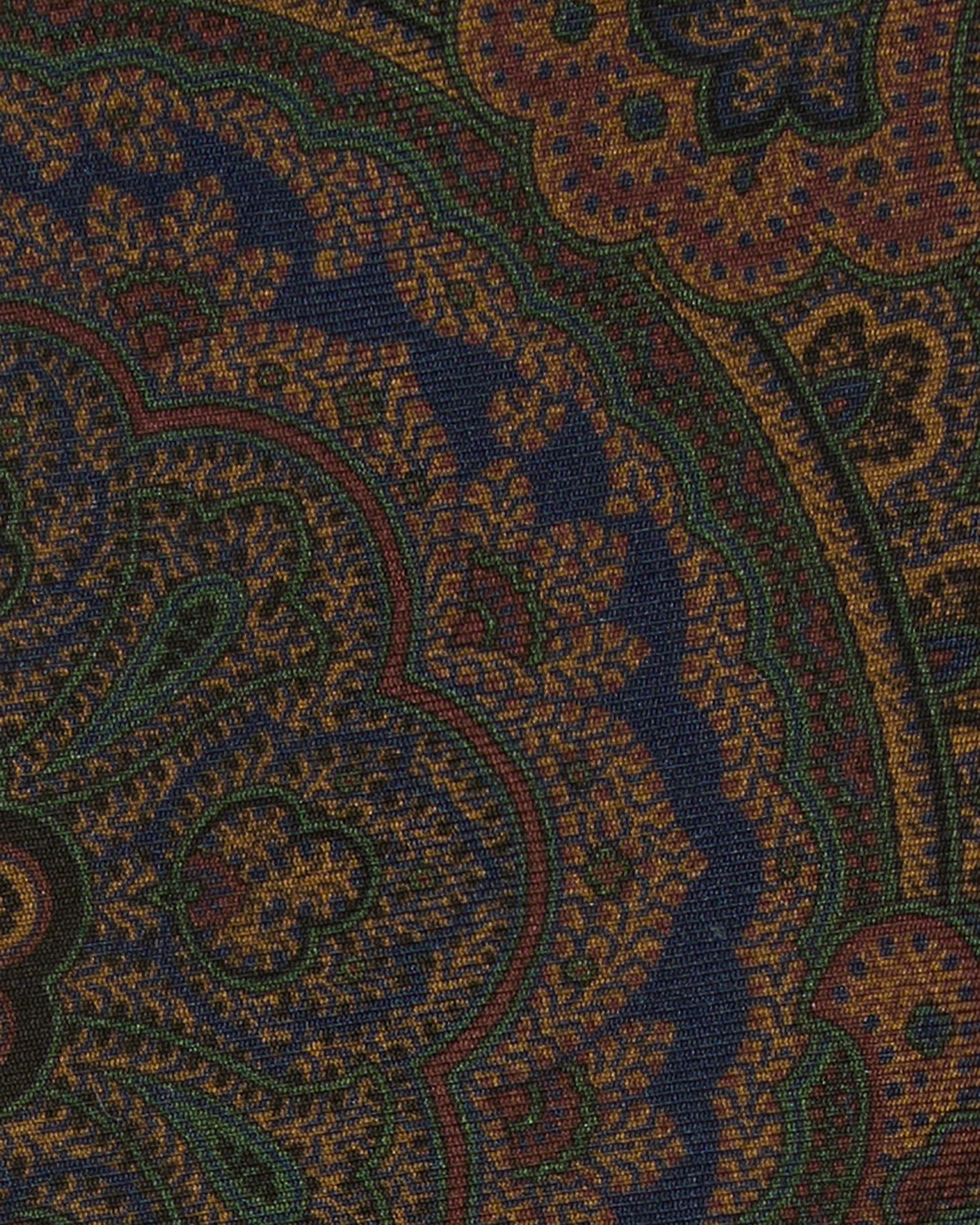 Silk Print Tie in Blue/Orange/Green Large Paisley