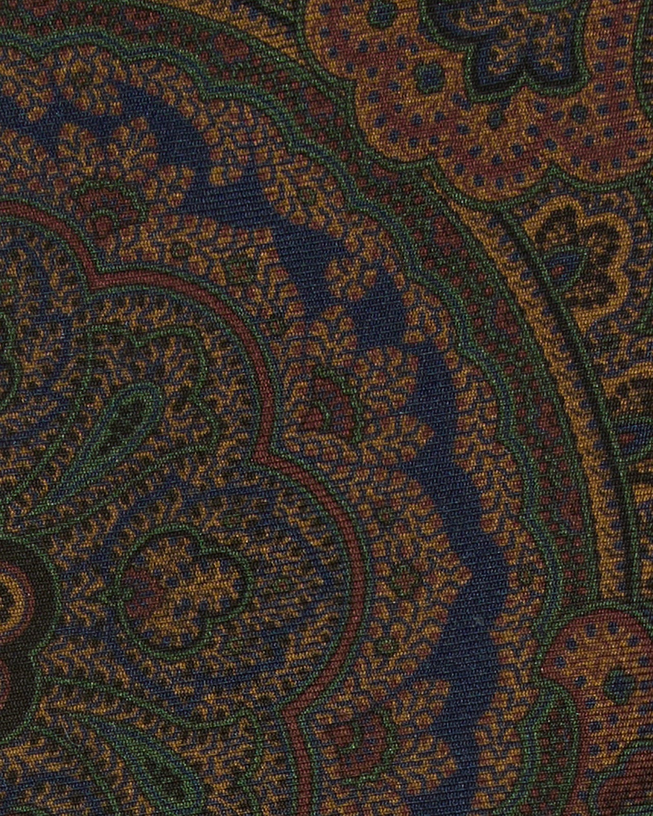 Silk Print Tie in Blue/Orange/Green Large Paisley