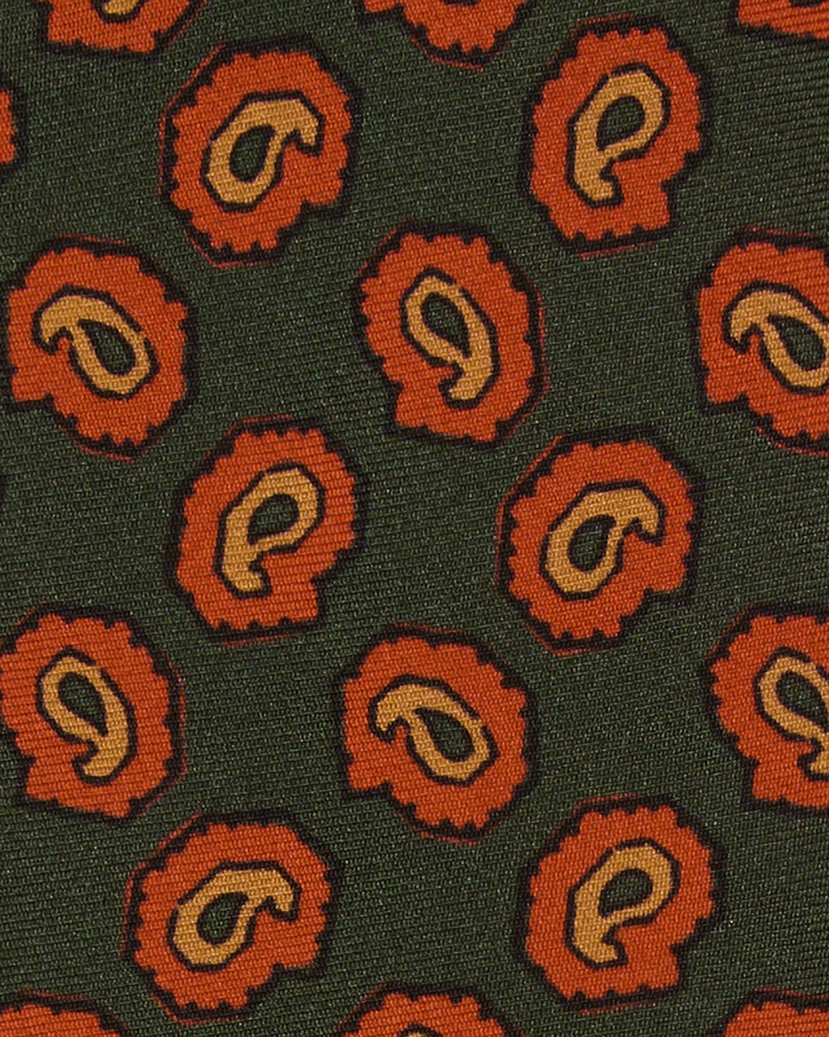 Silk Print Tie in Green/Orange/Apricot Paisley