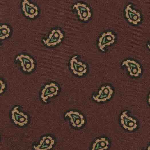 Silk Print Tie in Burgundy/Bone/Lovat Paisley