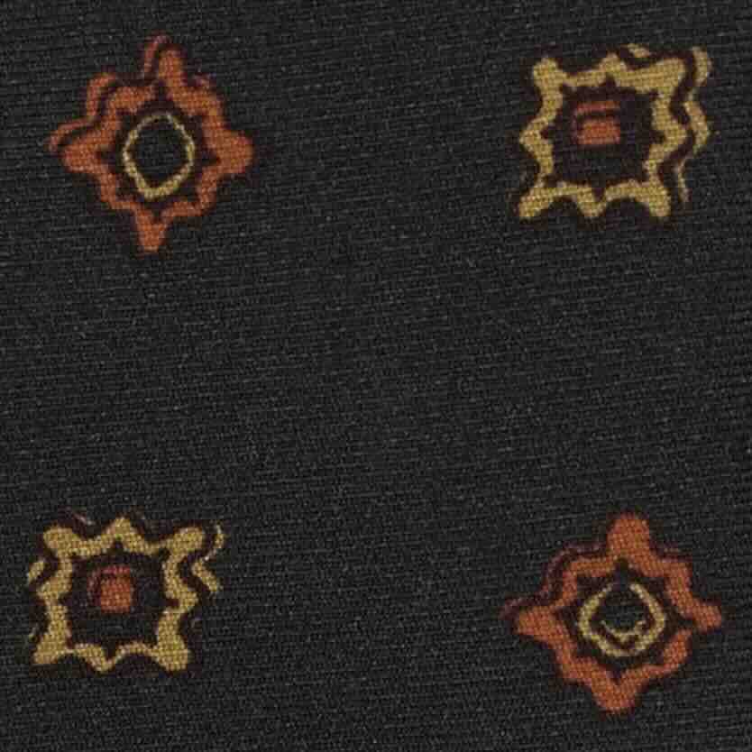 Silk Print Tie in Navy/Red/Tobacco Foulard