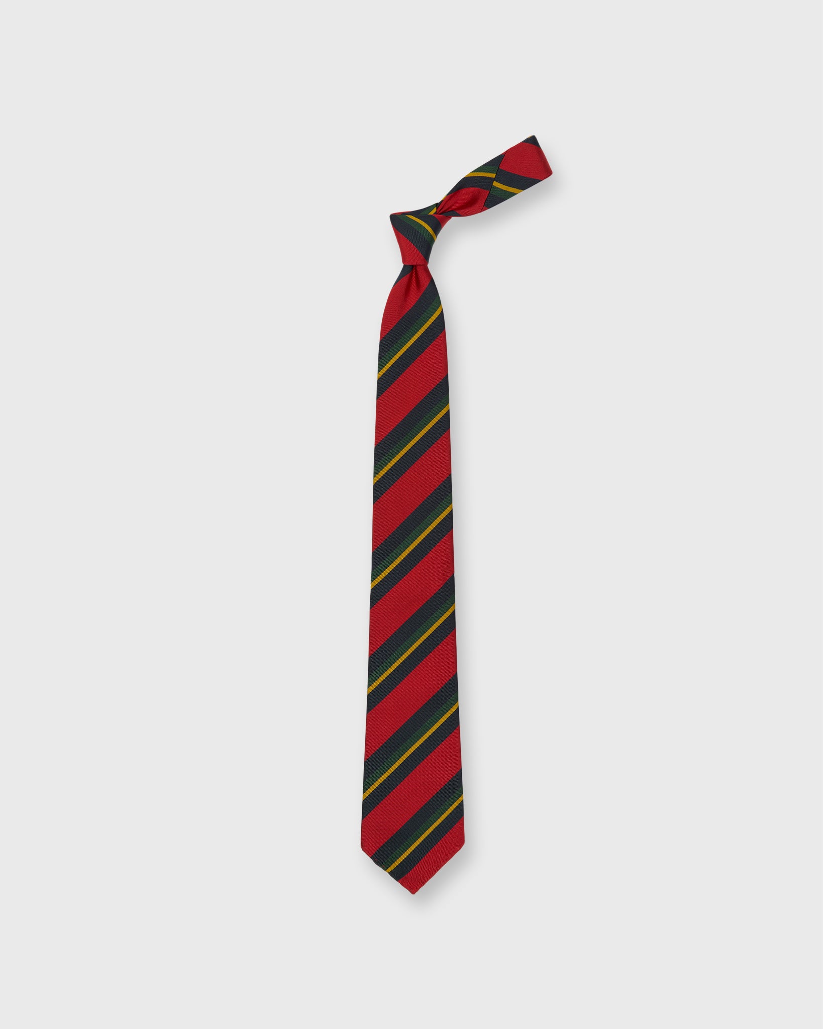 Silk/Cotton Mogador Tie in Red/Navy/Green Stripe