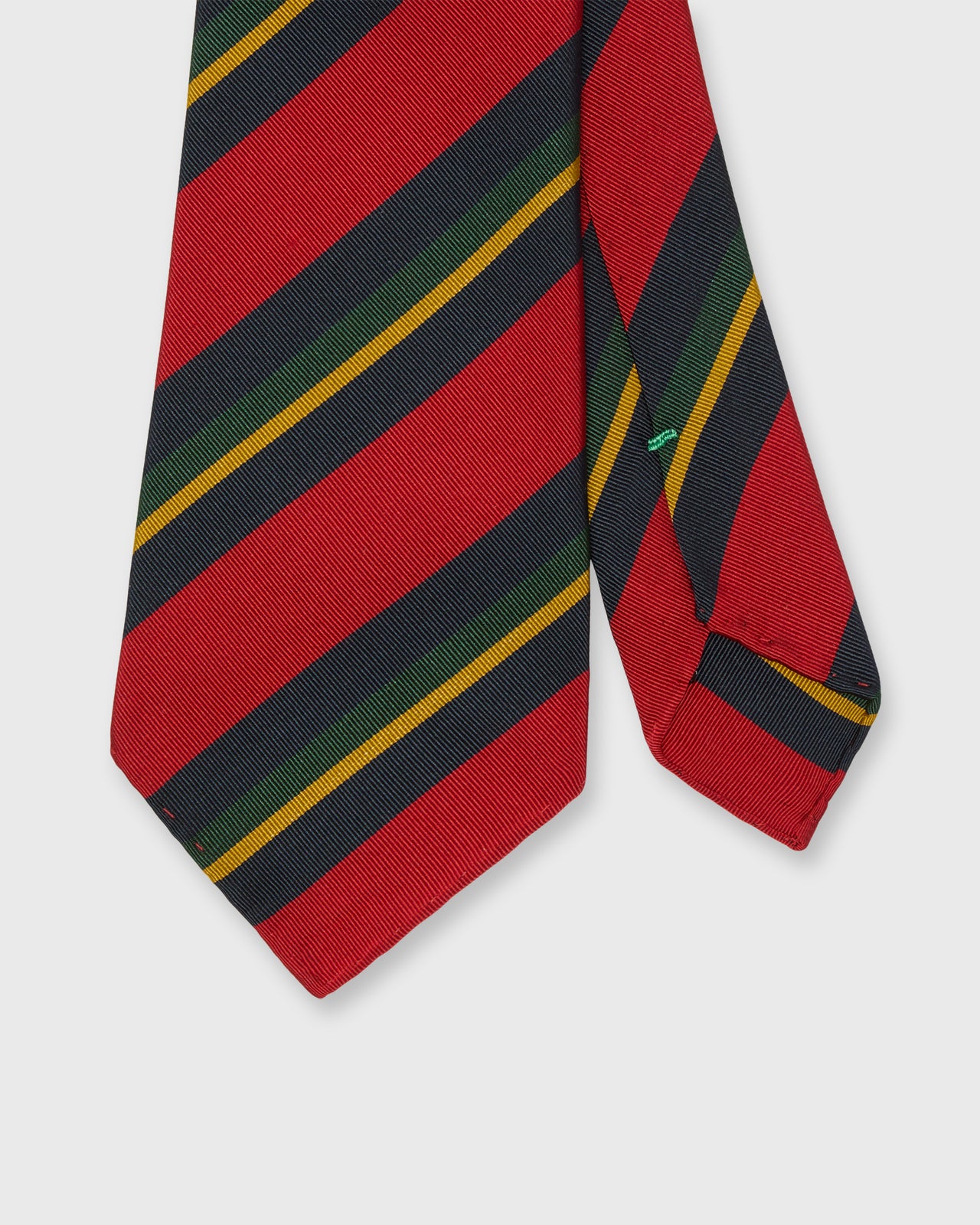 Silk/Cotton Mogador Tie in Red/Navy/Green Stripe