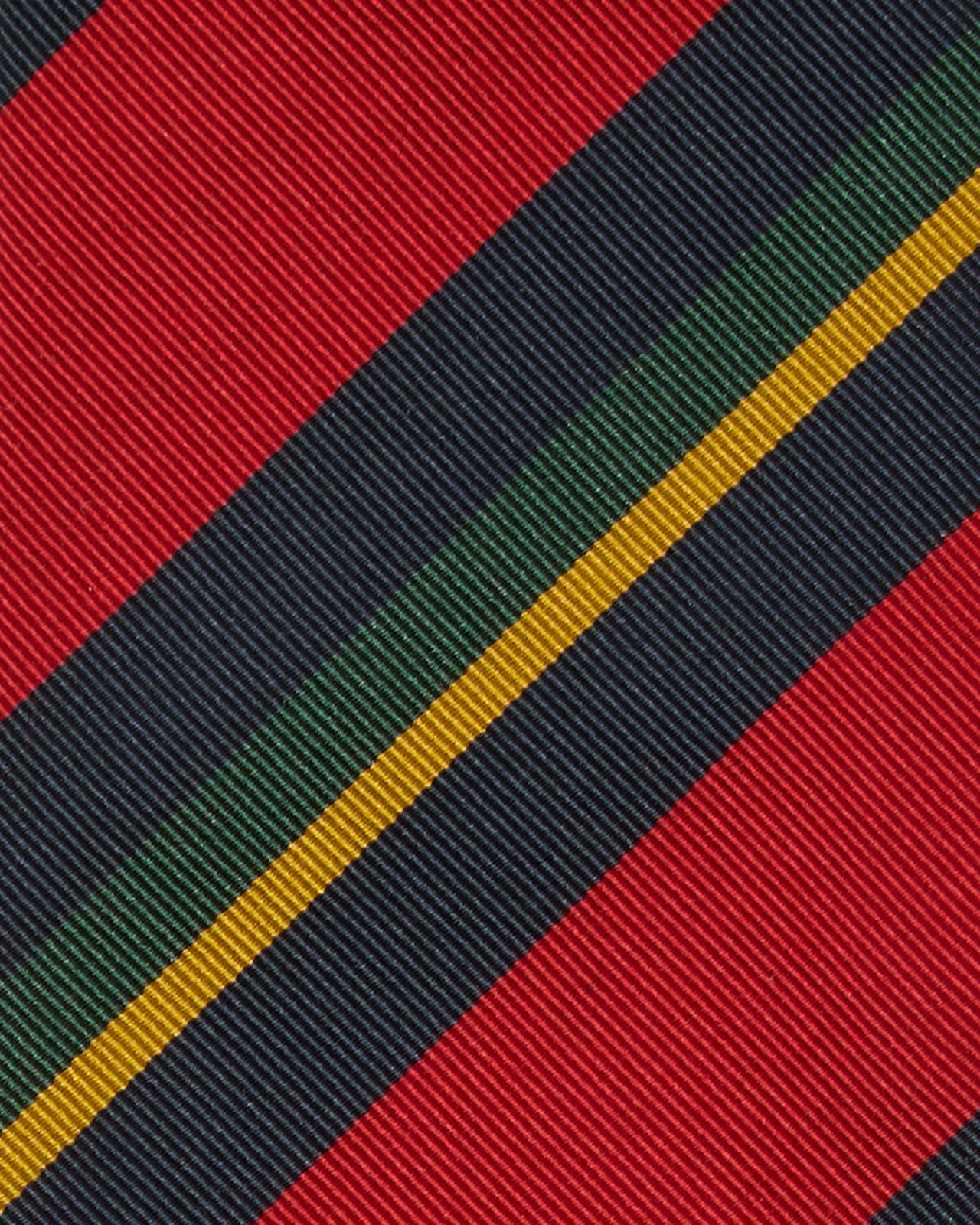 Silk/Cotton Mogador Tie in Red/Navy/Green Stripe