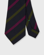Load image into Gallery viewer, Silk/Cotton Mogador Tie in Navy/Purple/Green Stripe
