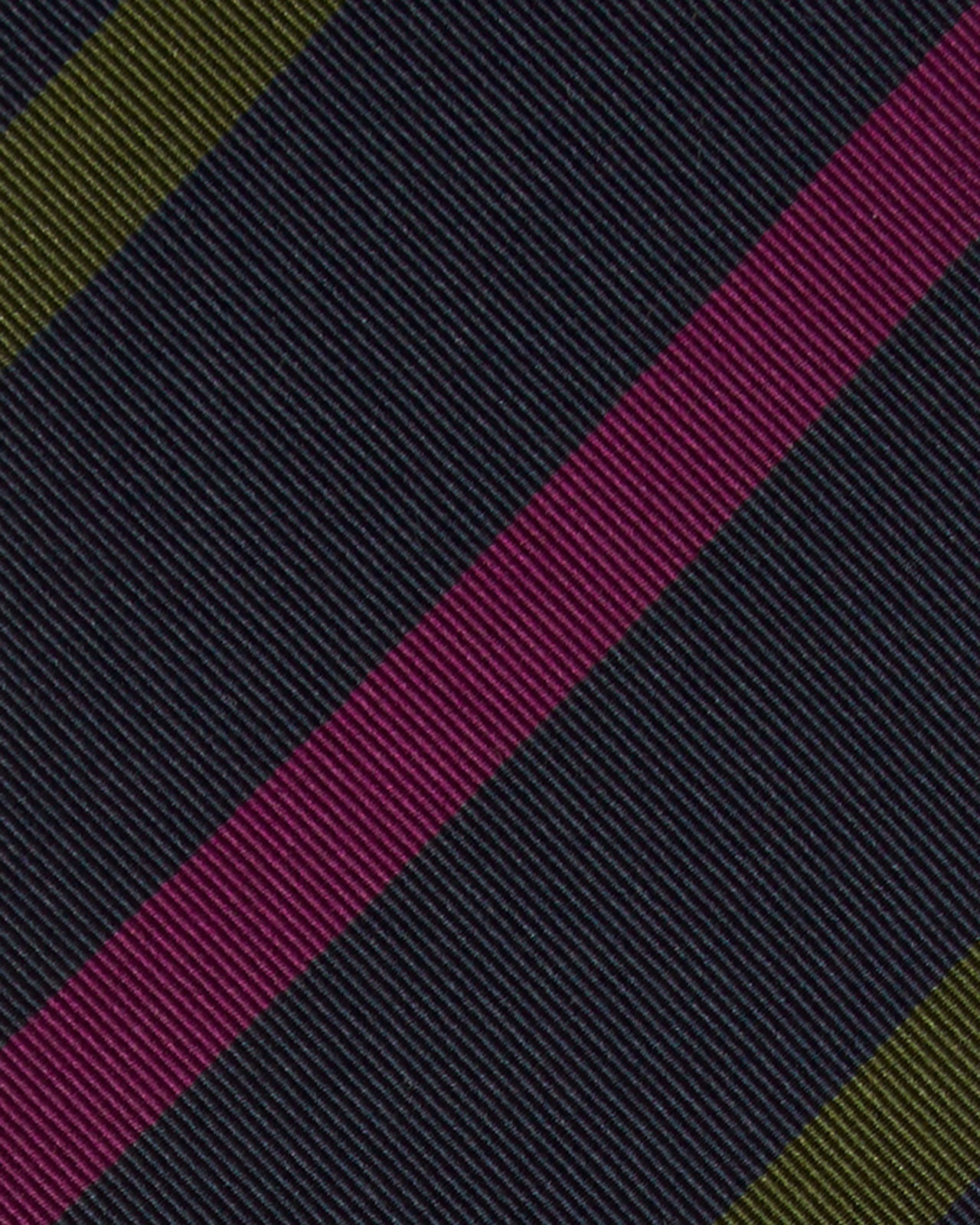 Silk/Cotton Mogador Tie in Navy/Purple/Green Stripe