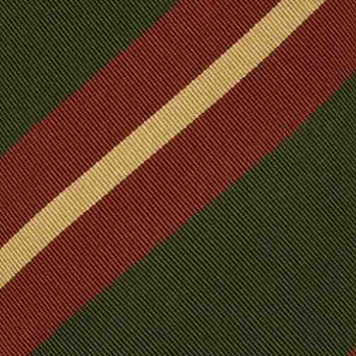 Silk/Cotton Mogador Tie in Green/Red/Butter Stripe