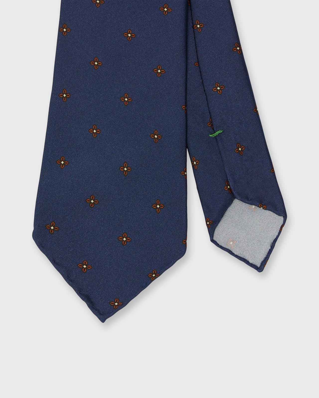 Silk Print Tie in Marine/Rust Flower