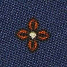 Silk Print Tie in Marine/Rust Flower