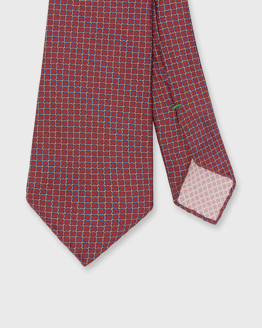 Silk Print Tie in Red/Sky/Yellow Ring