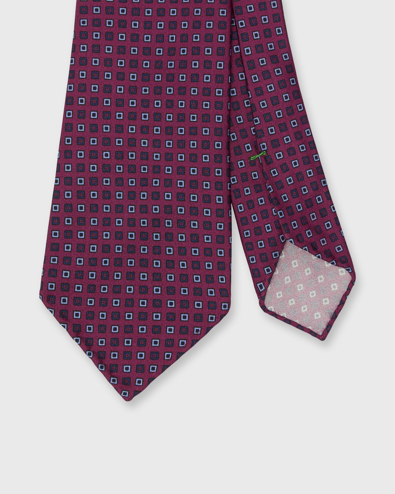 Silk Print Tie in Berry/Sky/Navy Square