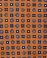 Load image into Gallery viewer, Silk Print Tie in Orange/Navy/Blue Foulard
