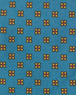 Load image into Gallery viewer, Silk Print Tie in Aegean/Gold/Red Flower
